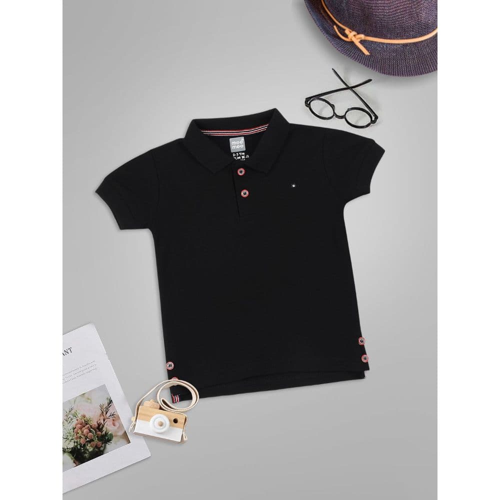Meemee Boys Full Sleeves Printed Cotton T-Shirts In Black